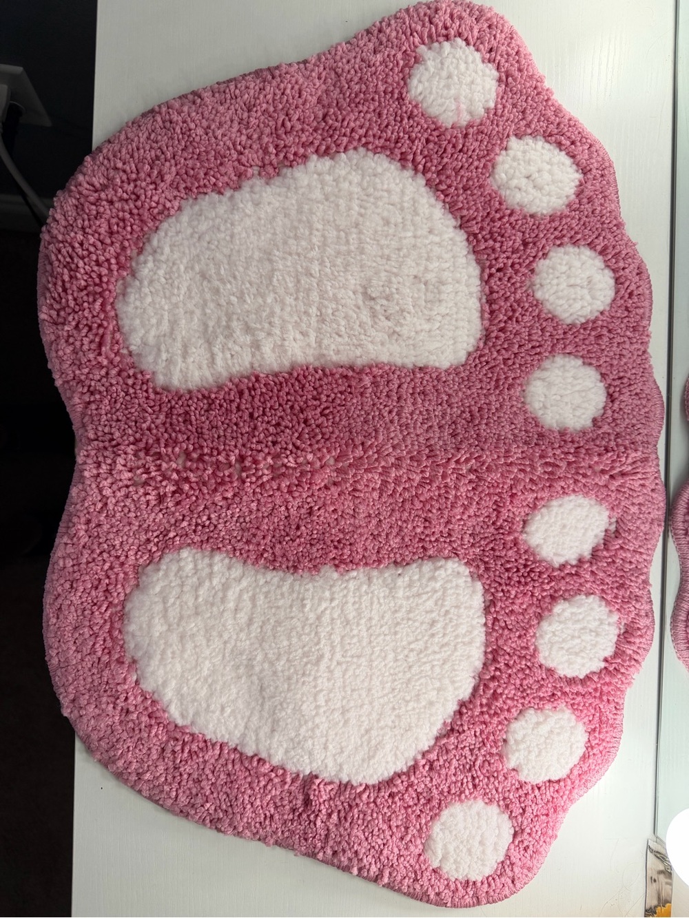 Pink FootPrint Bath Rug with White Pads